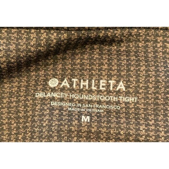 Athleta Delancey Houndstooth Tights Pants Black Brown Size Medium M - Picture 3 of 5